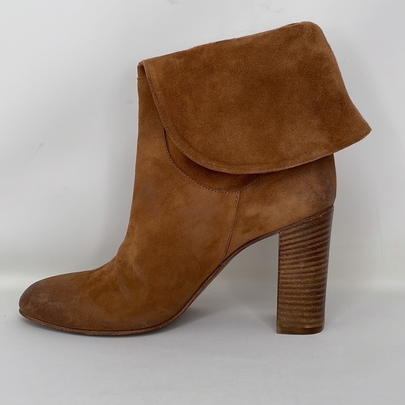 Free People Fold Down Brown Suede Leather Heeled Size 41 - Picture 11 of 12